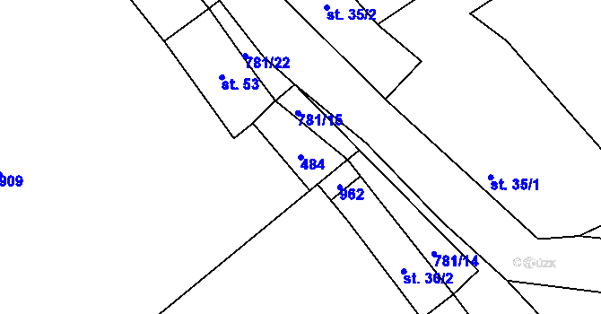 Parcela st. 484 v KÚ Pohorovice, Katastrální mapa