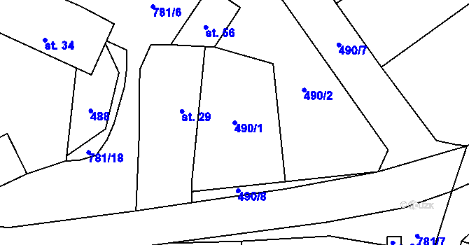 Parcela st. 490/1 v KÚ Pohorovice, Katastrální mapa