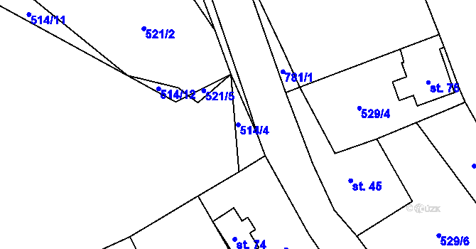Parcela st. 514/4 v KÚ Pohorovice, Katastrální mapa