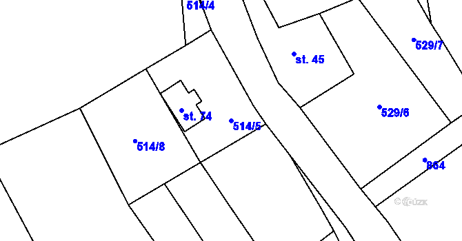 Parcela st. 514/5 v KÚ Pohorovice, Katastrální mapa