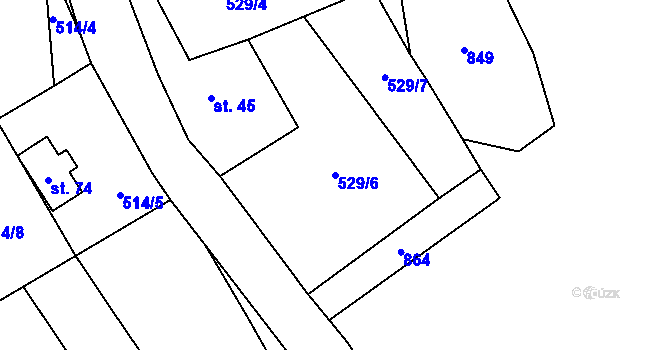 Parcela st. 529/6 v KÚ Pohorovice, Katastrální mapa