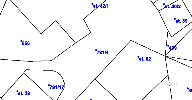 Parcela st. 781/4 v KÚ Pohorovice, Katastrální mapa