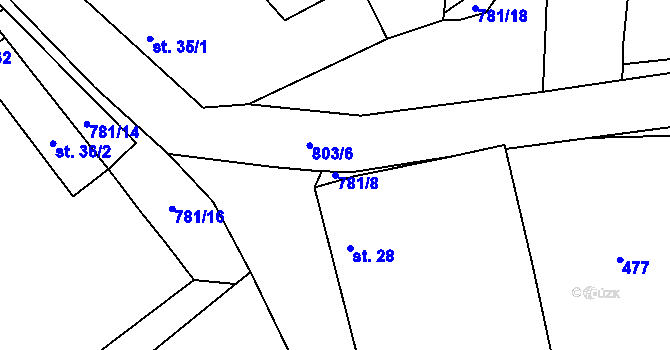 Parcela st. 781/8 v KÚ Pohorovice, Katastrální mapa