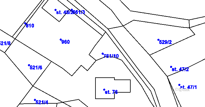 Parcela st. 781/10 v KÚ Pohorovice, Katastrální mapa