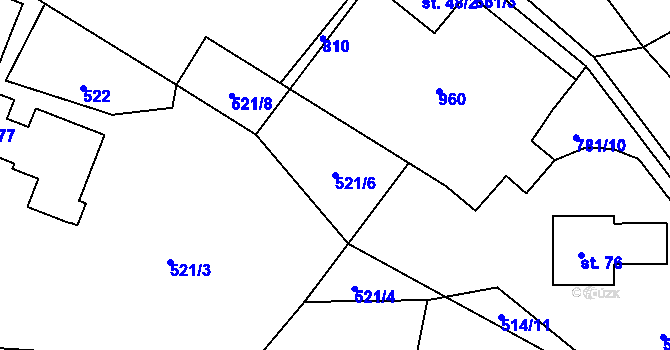 Parcela st. 521/6 v KÚ Pohorovice, Katastrální mapa