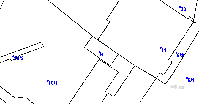 Parcela st. 9 v KÚ Křtiny, Katastrální mapa