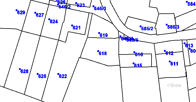 Parcela st. 618 v KÚ Křtiny, Katastrální mapa