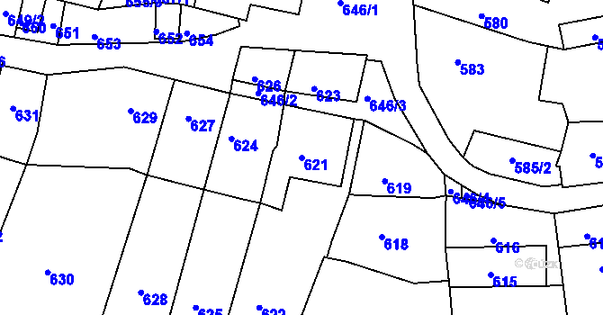 Parcela st. 621 v KÚ Křtiny, Katastrální mapa