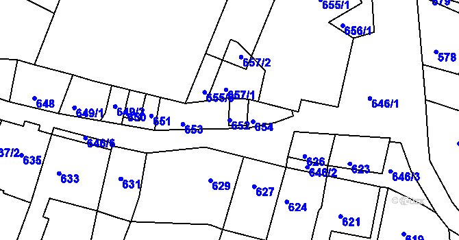 Parcela st. 652 v KÚ Křtiny, Katastrální mapa