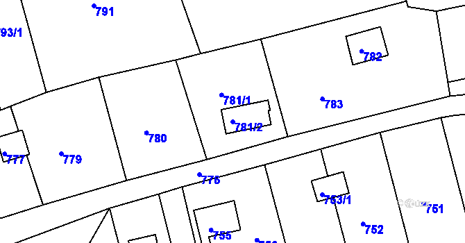 Parcela st. 781/2 v KÚ Křtiny, Katastrální mapa