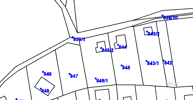 Parcela st. 846/2 v KÚ Křtiny, Katastrální mapa