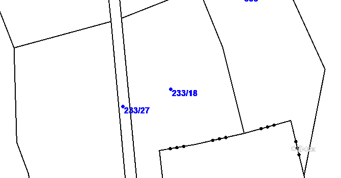 Parcela st. 233/18 v KÚ Kšice, Katastrální mapa