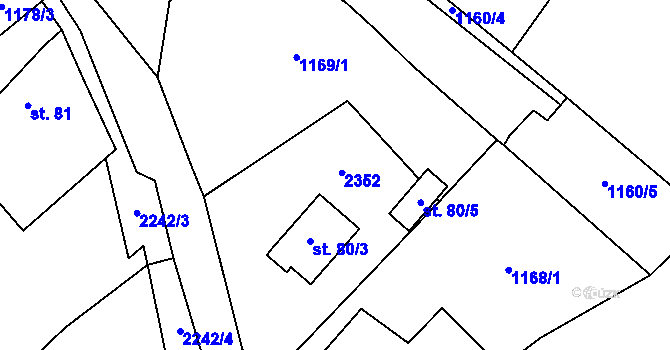 Parcela st. 80/2 v KÚ Kšice, Katastrální mapa