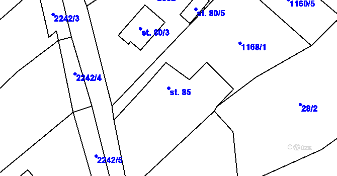 Parcela st. 85 v KÚ Kšice, Katastrální mapa