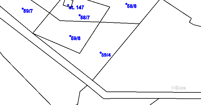 Parcela st. 59/4 v KÚ Kšice, Katastrální mapa
