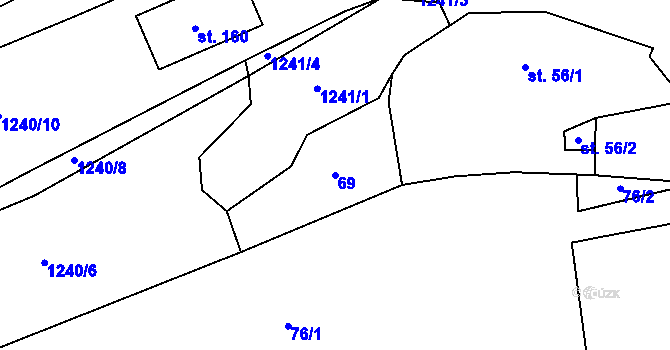 Parcela st. 69 v KÚ Kšice, Katastrální mapa
