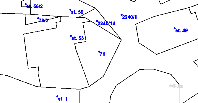 Parcela st. 71 v KÚ Kšice, Katastrální mapa