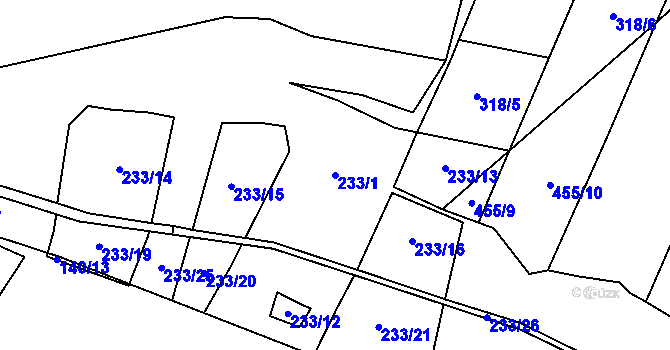 Parcela st. 233/1 v KÚ Kšice, Katastrální mapa