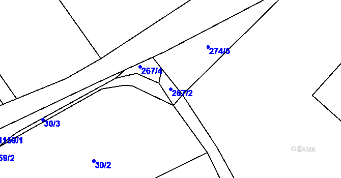 Parcela st. 267/2 v KÚ Kšice, Katastrální mapa
