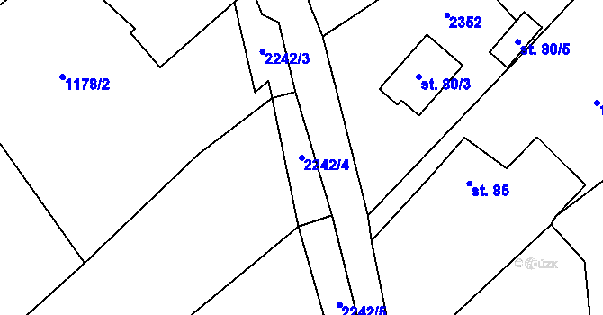 Parcela st. 2242/4 v KÚ Kšice, Katastrální mapa