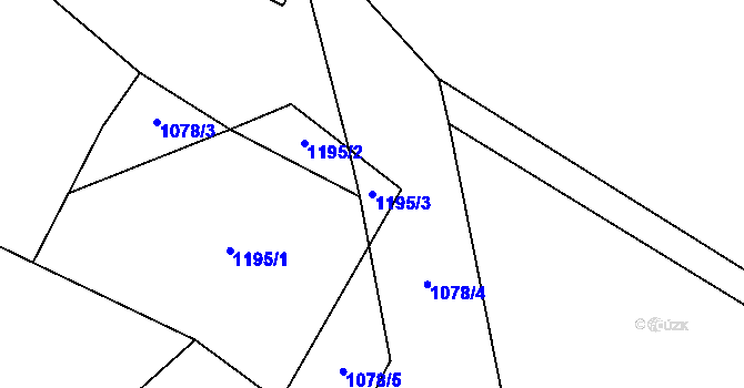 Parcela st. 1195/3 v KÚ Kšice, Katastrální mapa
