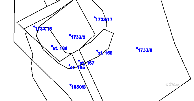 Parcela st. 168 v KÚ Kšice, Katastrální mapa