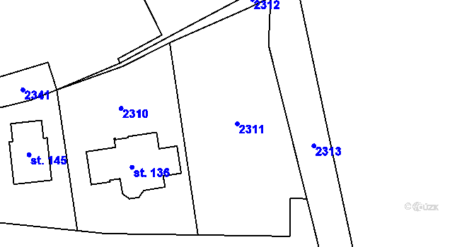 Parcela st. 2311 v KÚ Kšice, Katastrální mapa