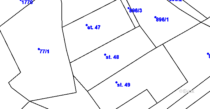 Parcela st. 48 v KÚ Únehle, Katastrální mapa