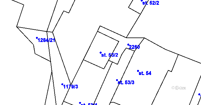 Parcela st. 53/2 v KÚ Dobročkov, Katastrální mapa