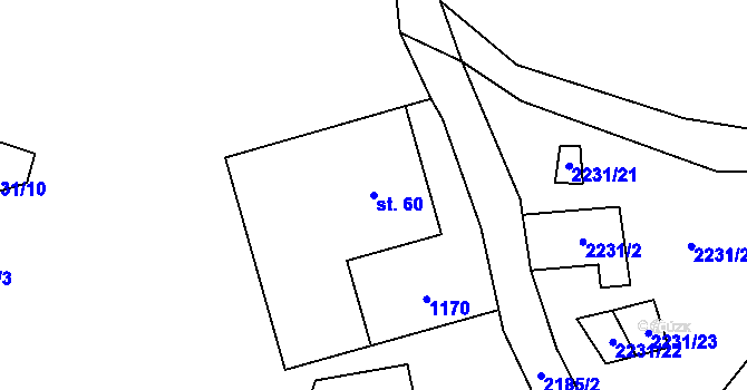 Parcela st. 60 v KÚ Dobročkov, Katastrální mapa