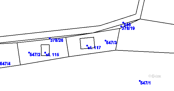 Parcela st. 117 v KÚ Dobročkov, Katastrální mapa