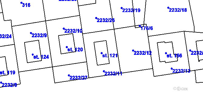 Parcela st. 121 v KÚ Dobročkov, Katastrální mapa