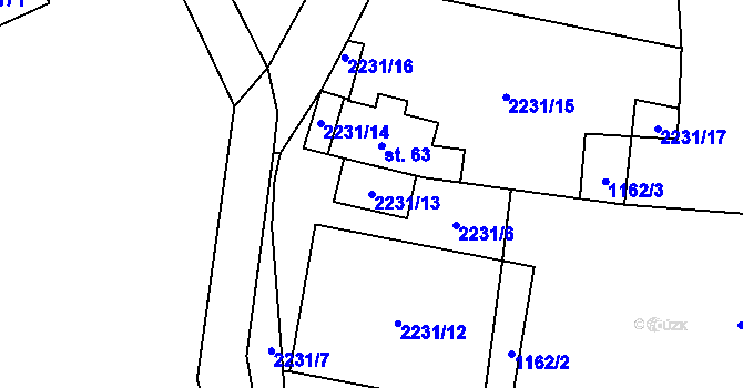 Parcela st. 2231/13 v KÚ Dobročkov, Katastrální mapa