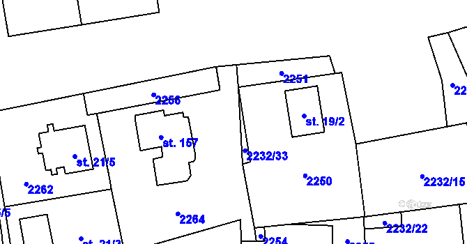 Parcela st. 2232/21 v KÚ Dobročkov, Katastrální mapa