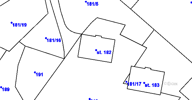 Parcela st. 182 v KÚ Ktiš, Katastrální mapa
