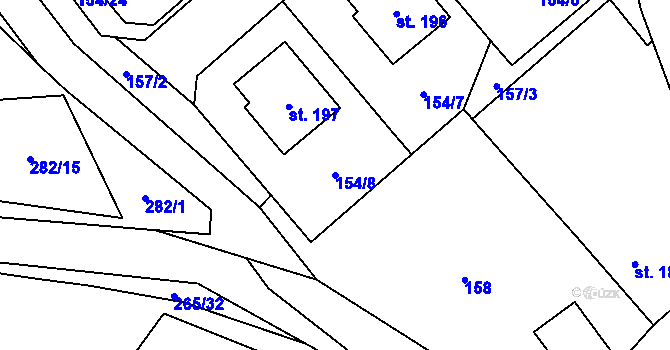 Parcela st. 154/8 v KÚ Ktiš, Katastrální mapa