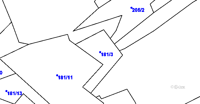 Parcela st. 181/3 v KÚ Ktiš, Katastrální mapa