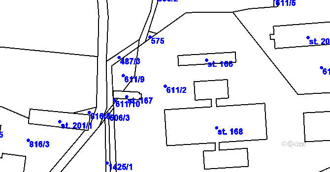Parcela st. 611/2 v KÚ Ktiš, Katastrální mapa
