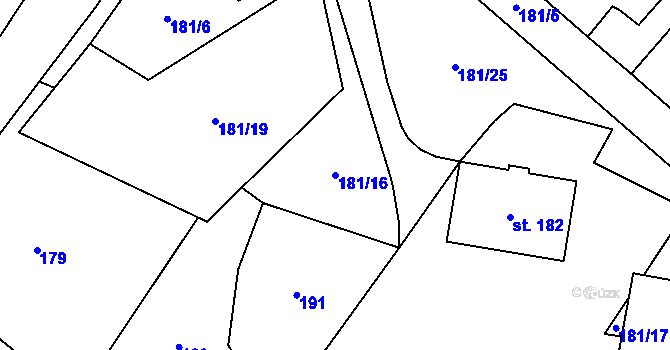 Parcela st. 181/16 v KÚ Ktiš, Katastrální mapa