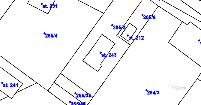 Parcela st. 243 v KÚ Ktiš, Katastrální mapa