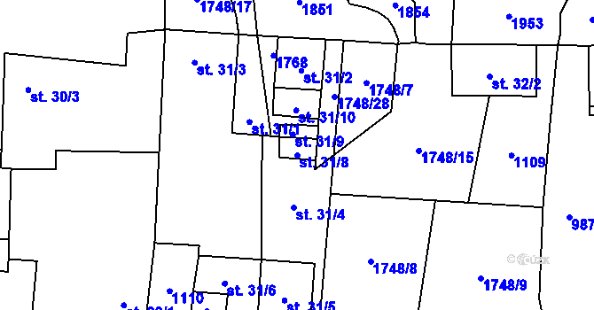 Parcela st. 31/8 v KÚ Smědeč, Katastrální mapa