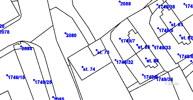 Parcela st. 73 v KÚ Smědeč, Katastrální mapa
