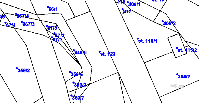 Parcela st. 123 v KÚ Ktová, Katastrální mapa