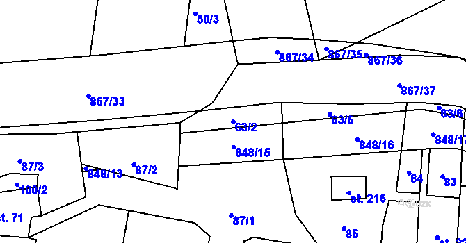 Parcela st. 63/2 v KÚ Ktová, Katastrální mapa
