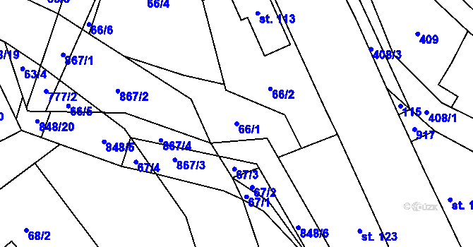 Parcela st. 66/1 v KÚ Ktová, Katastrální mapa