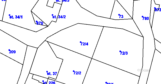 Parcela st. 72/4 v KÚ Ktová, Katastrální mapa