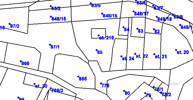 Parcela st. 85 v KÚ Ktová, Katastrální mapa