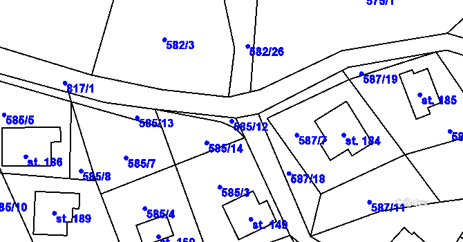 Parcela st. 585/12 v KÚ Ktová, Katastrální mapa