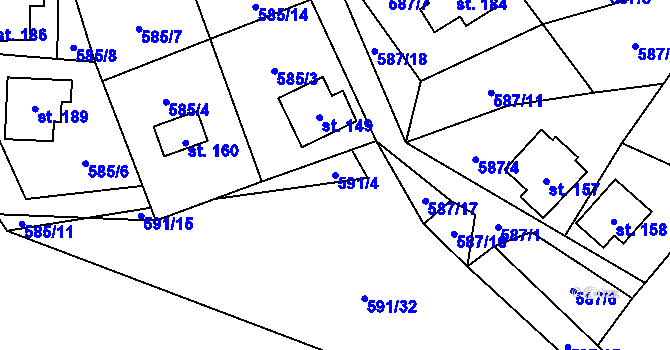 Parcela st. 591/4 v KÚ Ktová, Katastrální mapa