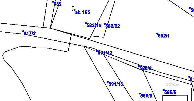 Parcela st. 591/12 v KÚ Ktová, Katastrální mapa